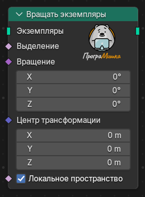 Нода Вращать экземпляры
