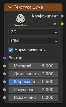 Нода Текстура шума
